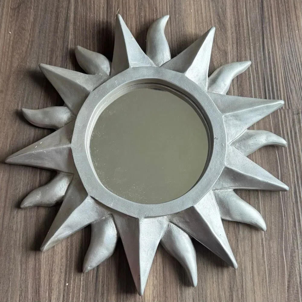 Vintage Y2K 90’s Celestial Sun Mirror Whimsigoth Boho Decor Silver